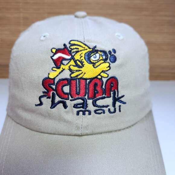 Maui Scuba Shack Hawaii Hat Cap Adjustable 100% Cotton Beige Classic Cut - Picture 2 of 9